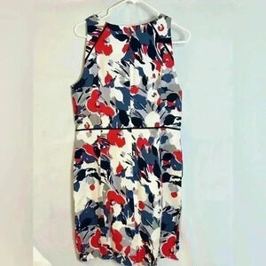NWT!Tommy Hilfiger Red Blue Floral Sleeveless Mini Sheath Dress Flower Size 14